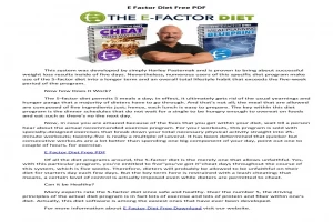 The E-factor diet